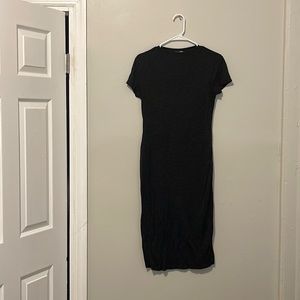 Charcoal Short Sleeve Midi Dress